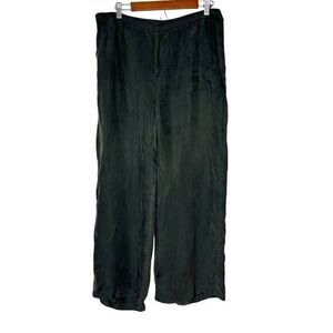 XCVI Womens XL Gray Wide Leg Pants Cupra Viscose Straight relaxed Boho Lagenlook